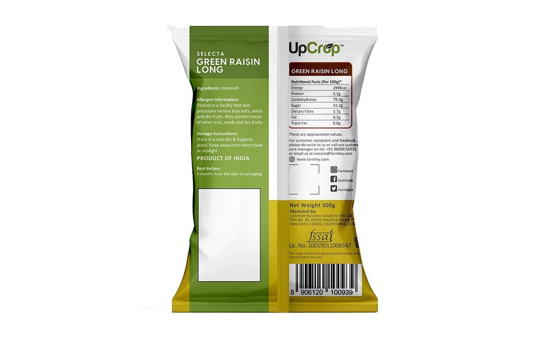UpCrop Slecta Green Raisin Long    Pack  500 grams